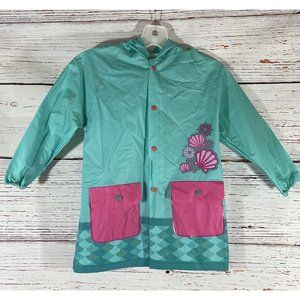 Lilly Of New York Mermaid Rain Jacket Coat Size Kids Small Teal Pink Hooded